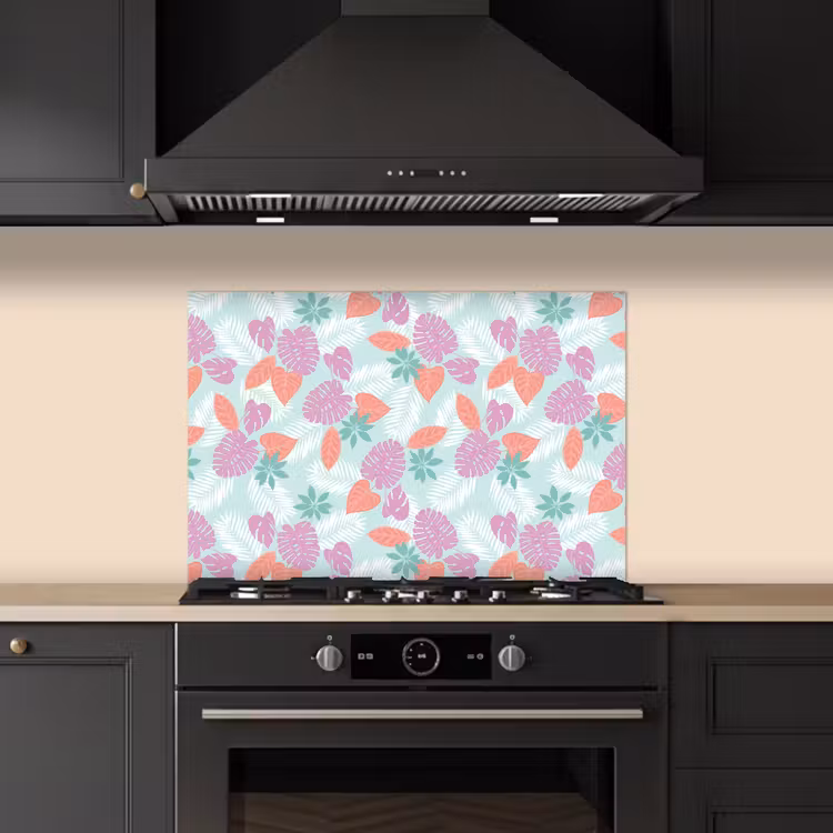 Tropisch - Bladeren - Pastel keuken achterwand spatscherm klein 900 -sfeer1