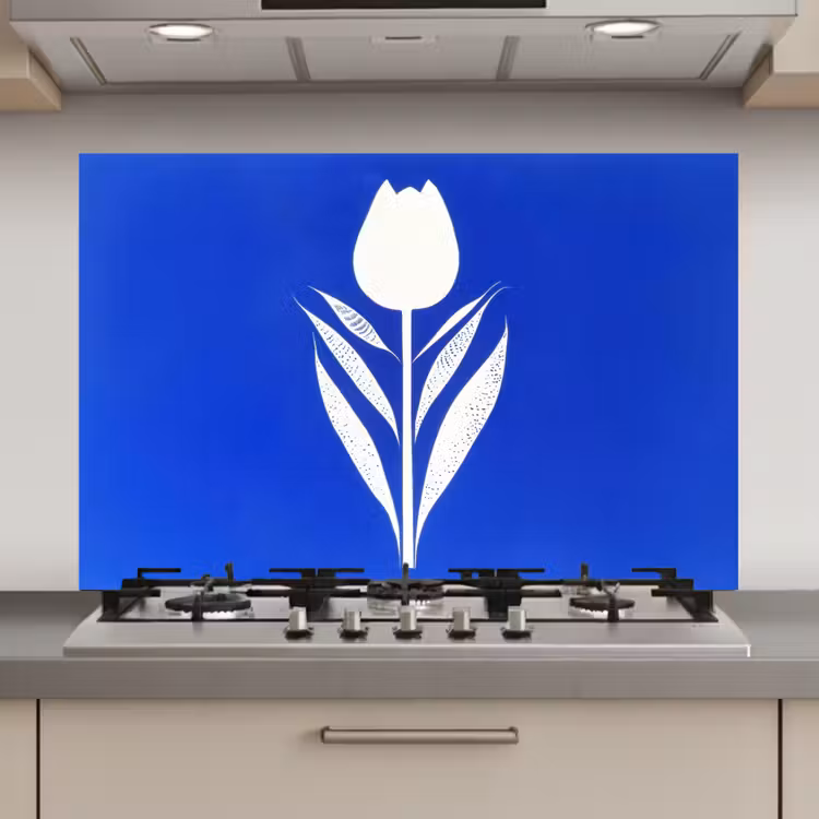Tulp - Minimalistisch - Bladeren - Wit keuken achterwand spatscherm klein -3d_website