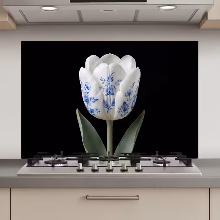 Tulp - Patroon - Blauw keuken achterwand spatscherm klein -3d_website