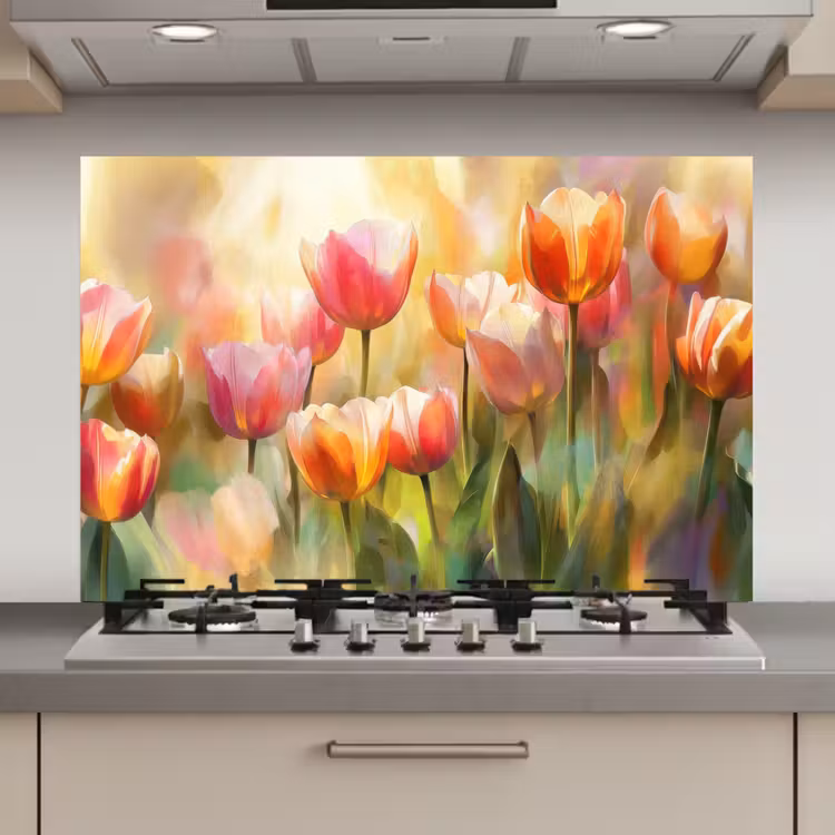 Tulpen - Sprookjesachtig - Kleurrijk keuken achterwand spatscherm klein -3d_website
