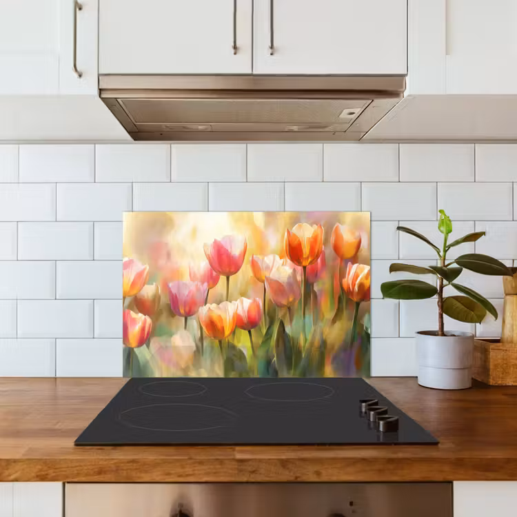 Tulpen - Sprookjesachtig - Kleurrijk keuken achterwand spatscherm klein -sfeer2