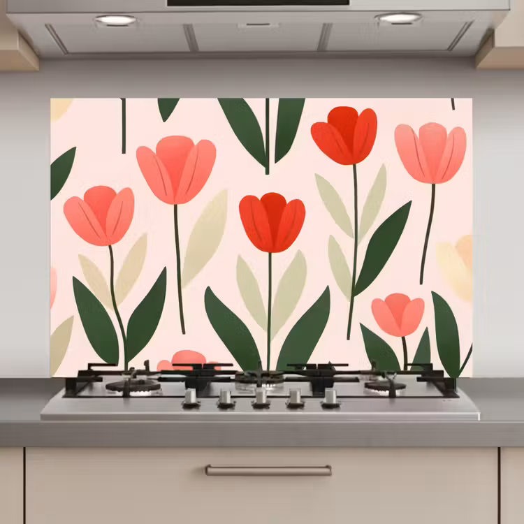 Tulpen - Modern - Roze keuken achterwand spatscherm klein -3d_website
