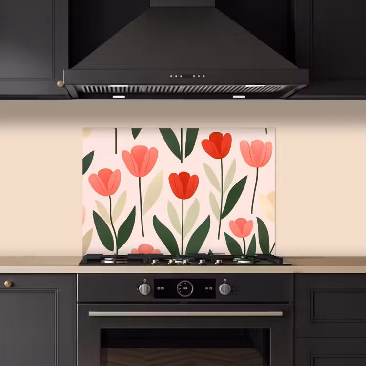 Tulpen - Modern - Roze keuken achterwand spatscherm klein -sfeer1