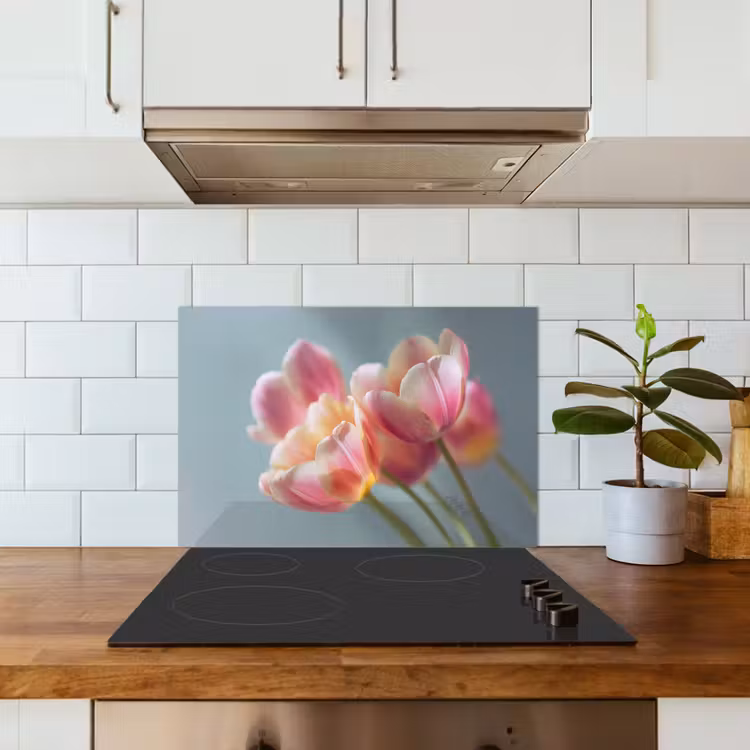 Tulpen - Roze - Stelen keuken achterwand spatscherm klein -sfeer2