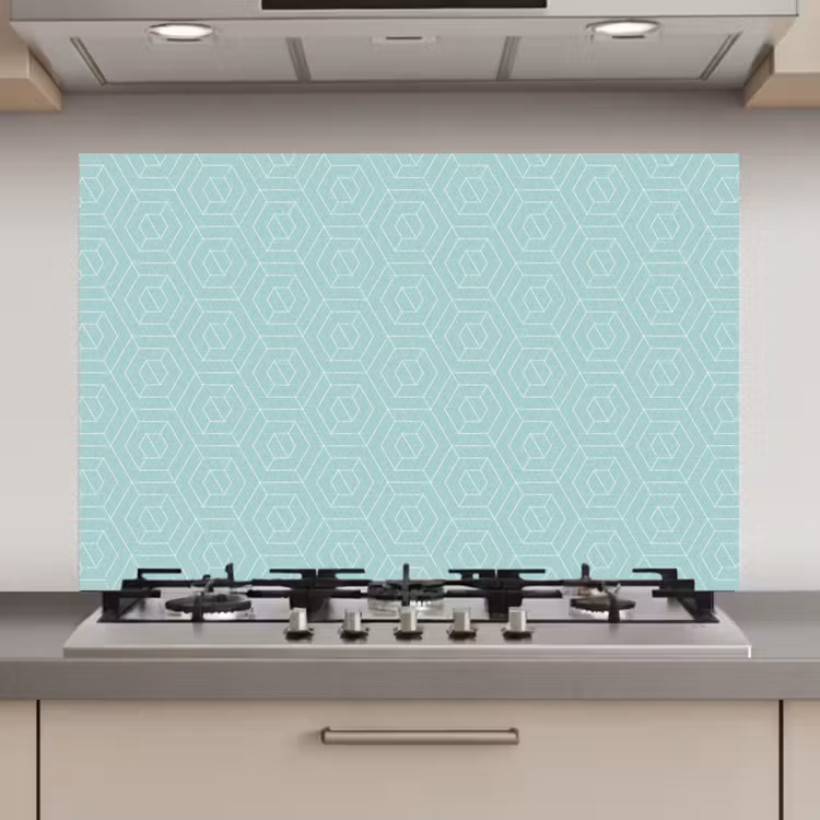 Turquoise - Patroon - Lijnen keuken achterwand spatscherm klein 900 -3d_website