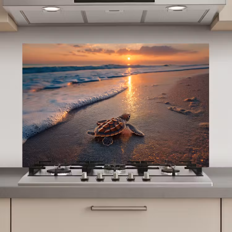 Schildpad - strand - Zonsondergang keuken achterwand spatscherm klein -3d_website