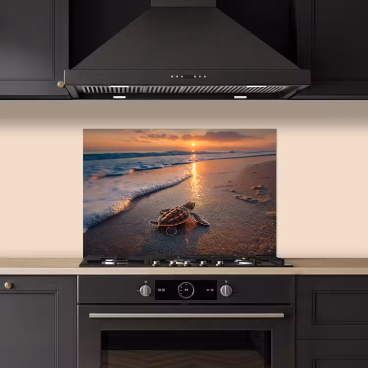 Schildpad - strand - Zonsondergang keuken achterwand spatscherm klein -sfeer1