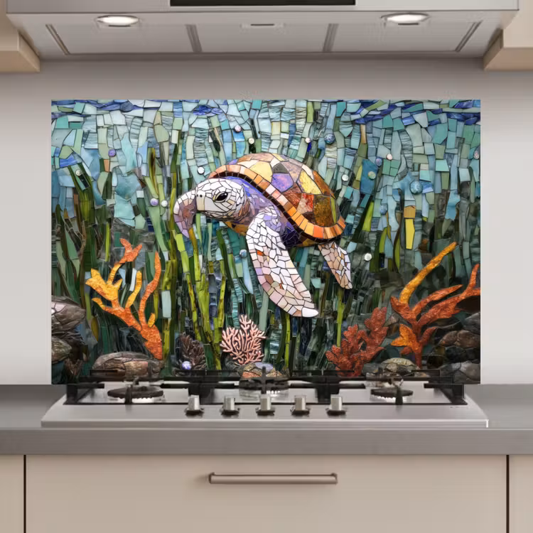 Schildpad - Zeewier - Mozaïek keuken achterwand spatscherm klein -3d_website