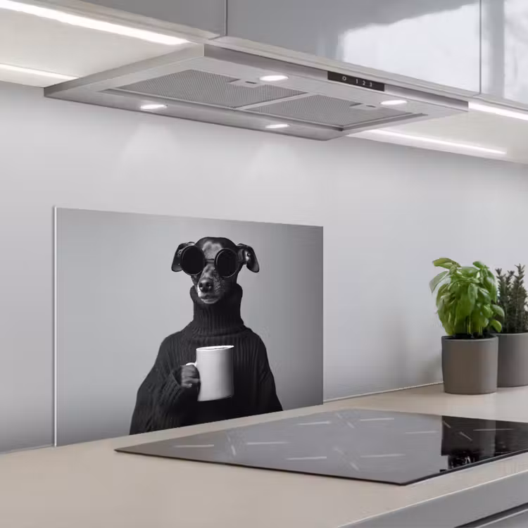 Coltrui - Hond - Bril - Mok keuken achterwand spatscherm klein -3d_schuin