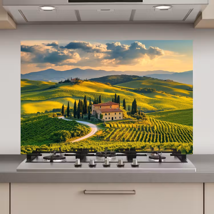 Toscane - Landschap - Wijngaarden keuken achterwand spatscherm klein -3d_website