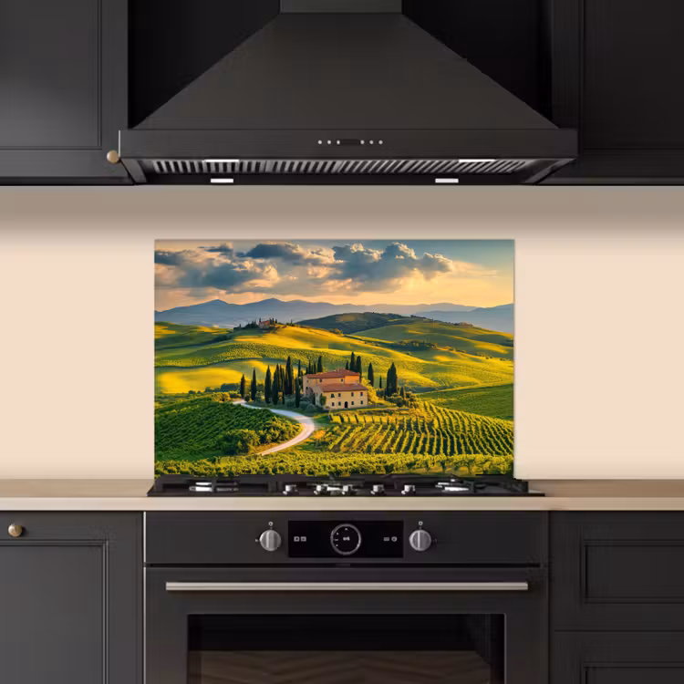 Toscane - Landschap - Wijngaarden keuken achterwand spatscherm klein -sfeer1