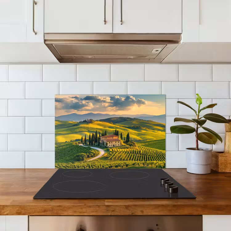 Toscane - Landschap - Wijngaarden keuken achterwand spatscherm klein -sfeer2
