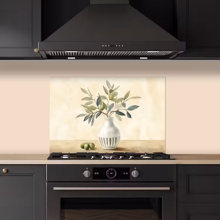 Vaas - Keramiek - Olijftakken keuken achterwand spatscherm klein -sfeer1