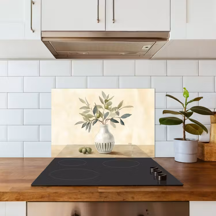 Vaas - Keramiek - Olijftakken keuken achterwand spatscherm klein -sfeer2