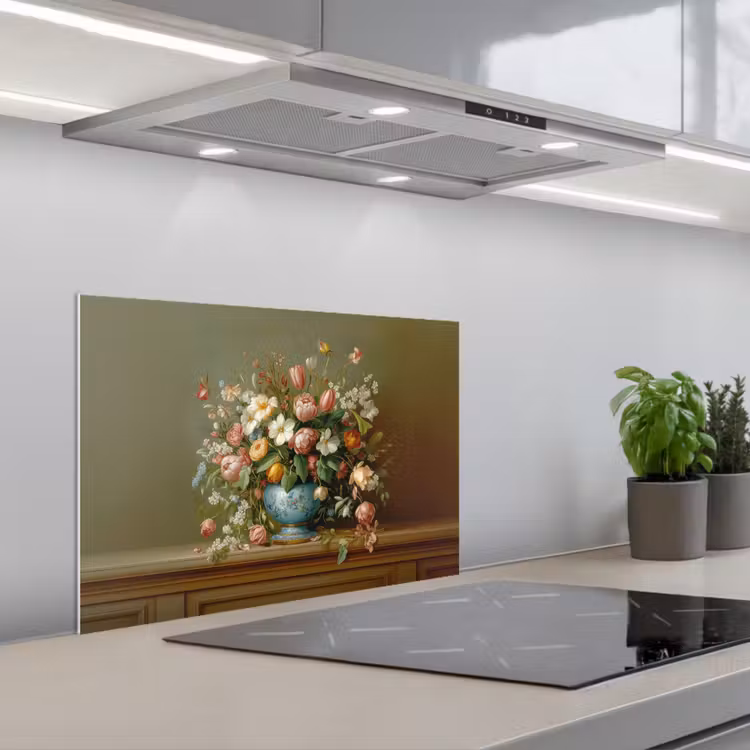 Vaas - Pastel - Kleuren - Bloemen keuken achterwand spatscherm klein -3d_schuin