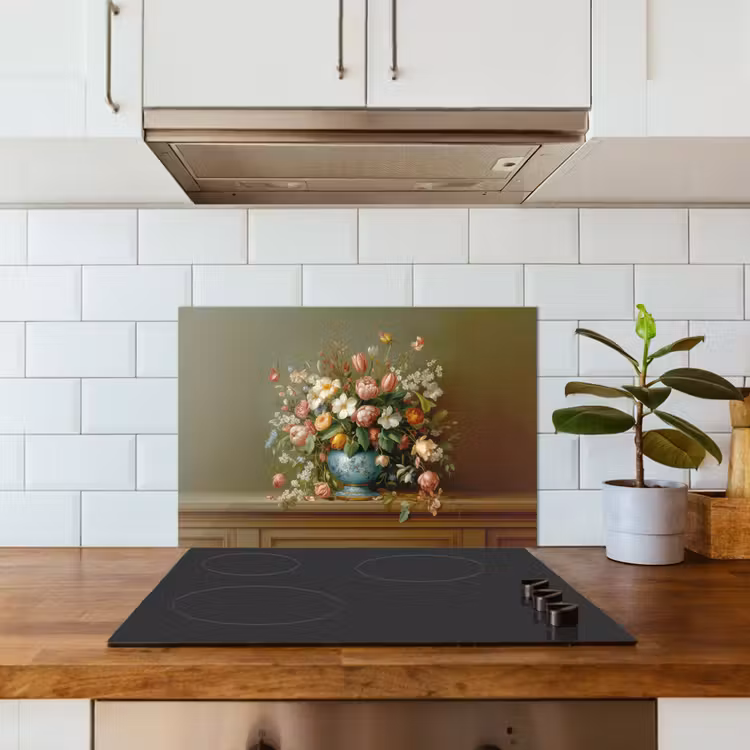 Vaas - Pastel - Kleuren - Bloemen keuken achterwand spatscherm klein -sfeer2