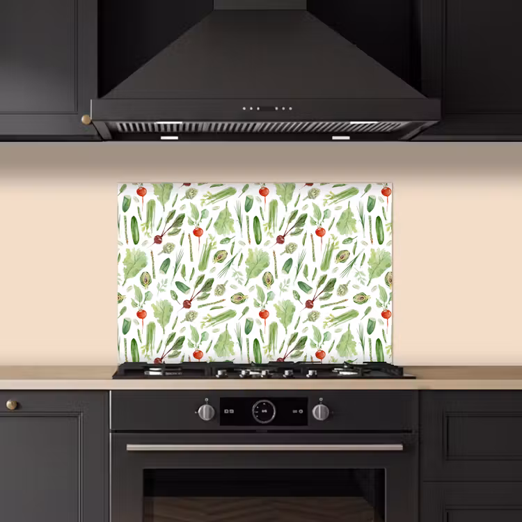 Groente - Patroon - Groen - Rood keuken achterwand spatscherm klein 900 -sfeer1