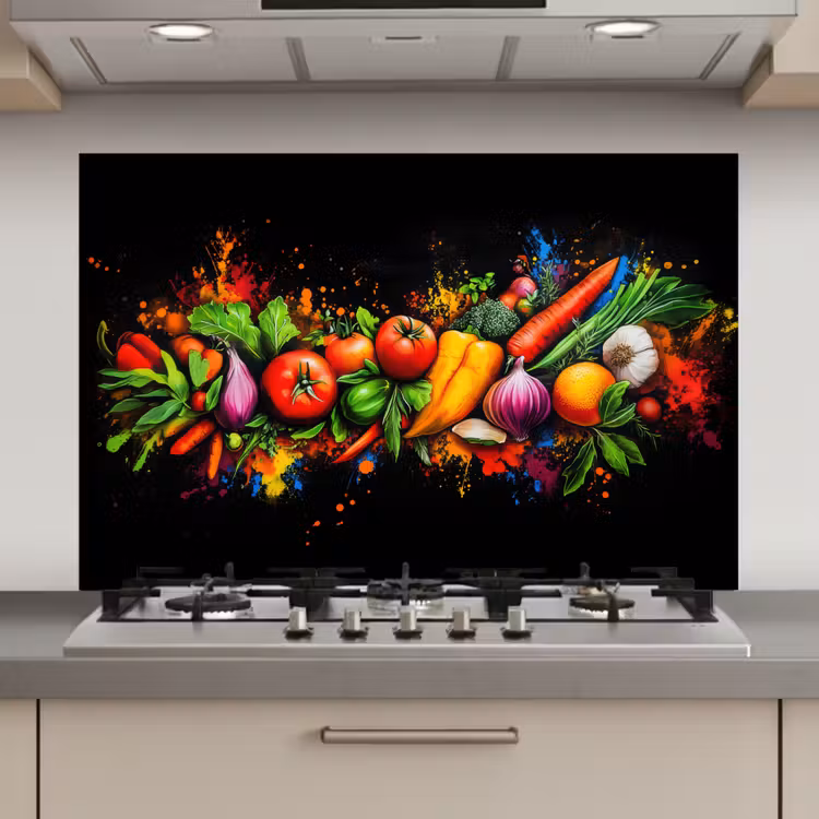 Groente - Eten - Kruiden - Graffiti - Koken keuken achterwand spatscherm klein -3d_website