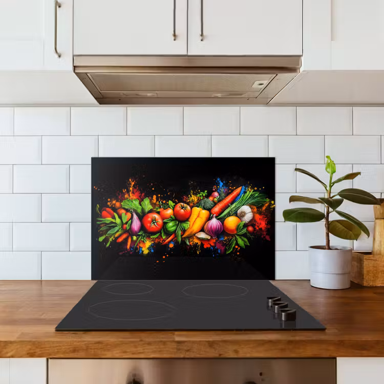 Groente - Eten - Kruiden - Graffiti - Koken keuken achterwand spatscherm klein -sfeer2
