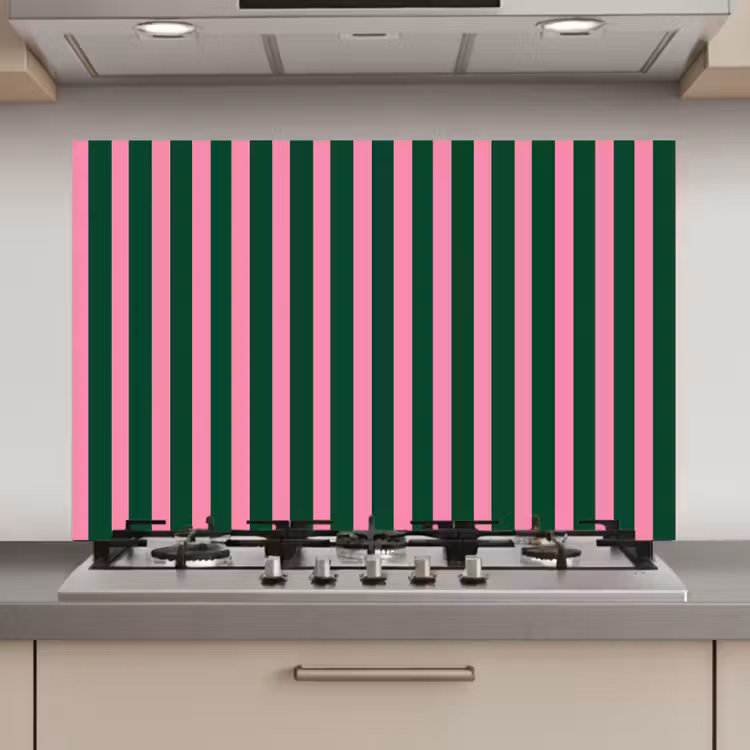 Verticale strepen - Groen - Roze keuken achterwand spatscherm klein 900 -3d_website