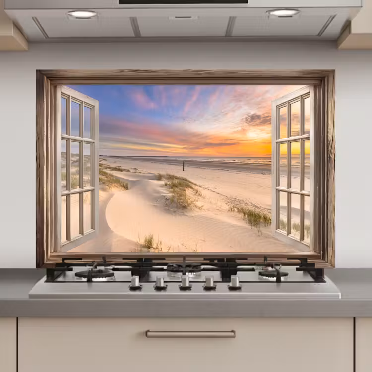 Doorkijk - Strand - Duinen - Natuur - Landschap keuken achterwand spatscherm klein -3d_website