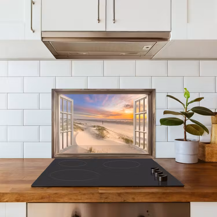 Doorkijk - Strand - Duinen - Natuur - Landschap keuken achterwand spatscherm klein -sfeer2