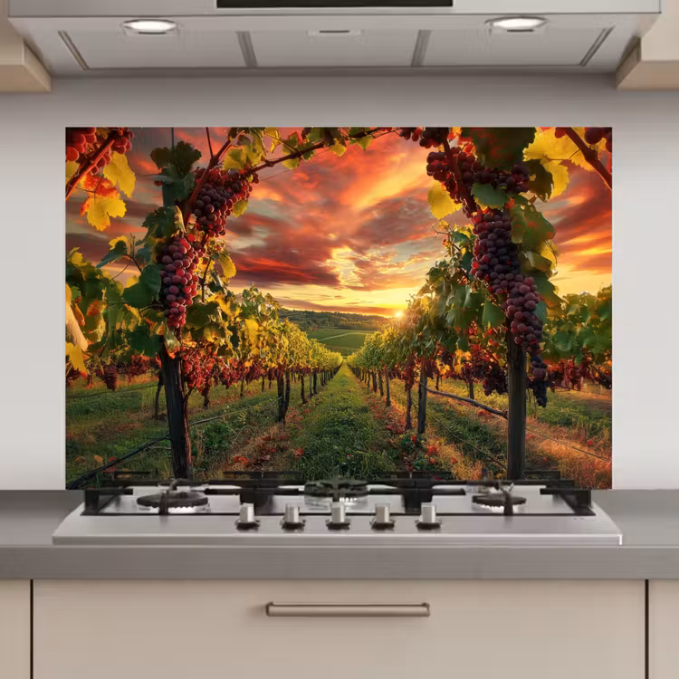 Wijngaard - Druiven - Zonsondergang keuken achterwand spatscherm klein -3d_website