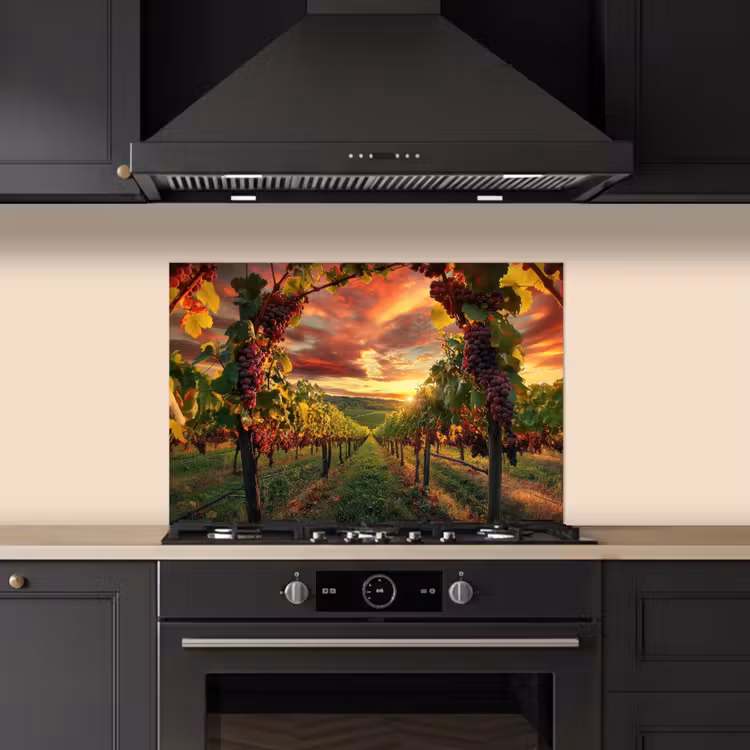 Wijngaard - Druiven - Zonsondergang keuken achterwand spatscherm klein -sfeer1
