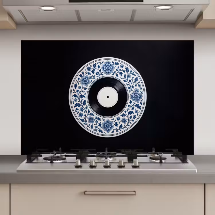 Vinyl - LP - Delfts Blauw - Muziek keuken achterwand spatscherm klein -3d_website