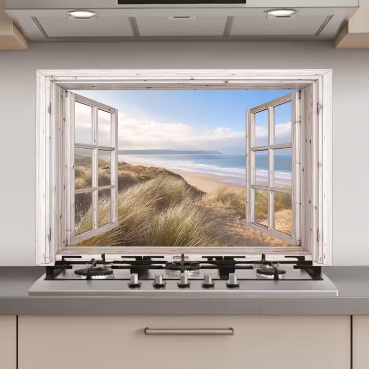 Doorkijk - Zee - Strand - Duinen keuken achterwand spatscherm klein -3d_website