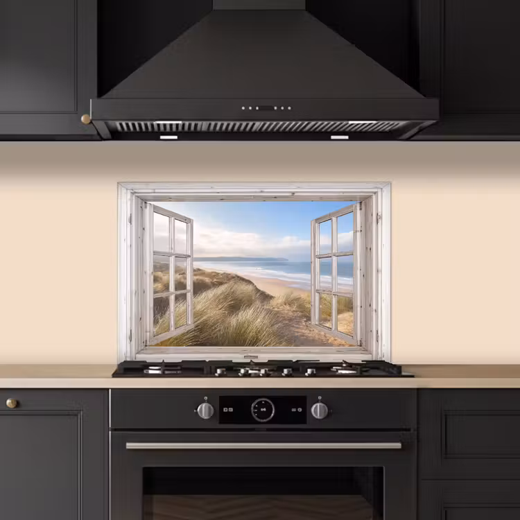 Doorkijk - Zee - Strand - Duinen keuken achterwand spatscherm klein -sfeer1