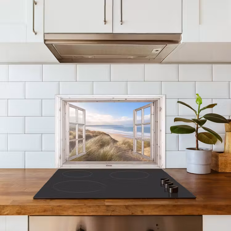 Doorkijk - Zee - Strand - Duinen keuken achterwand spatscherm klein -sfeer2