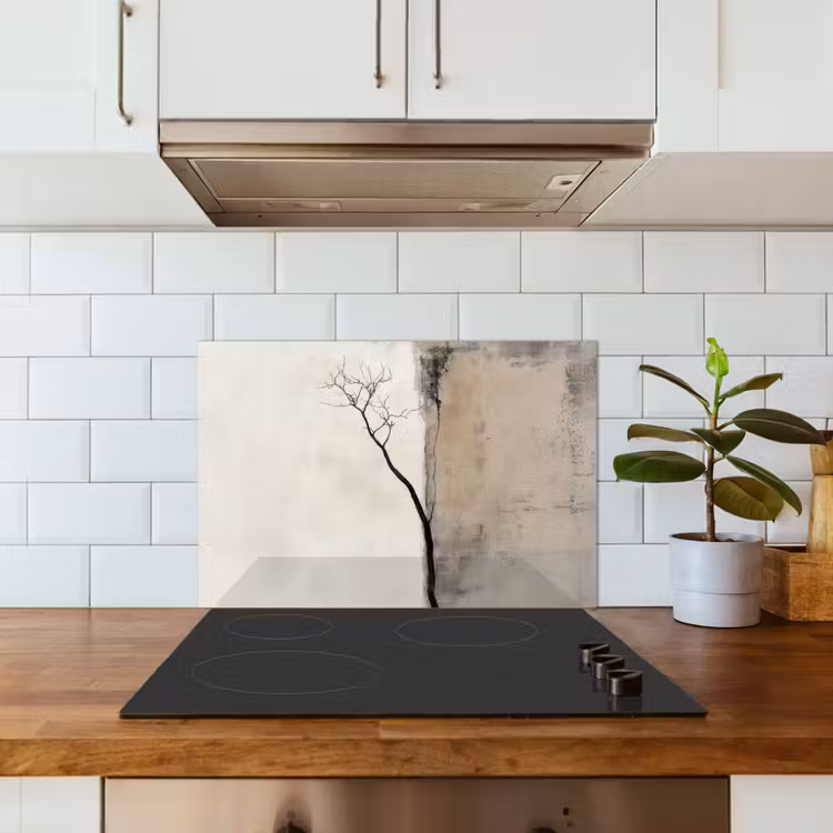 Wabi sabi - Plant - Beige keuken achterwand spatscherm klein -sfeer2