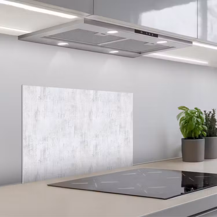 Muur - Geverfd - Wit - Onafgewerkt keuken achterwand spatscherm klein 900 -3d_schuin