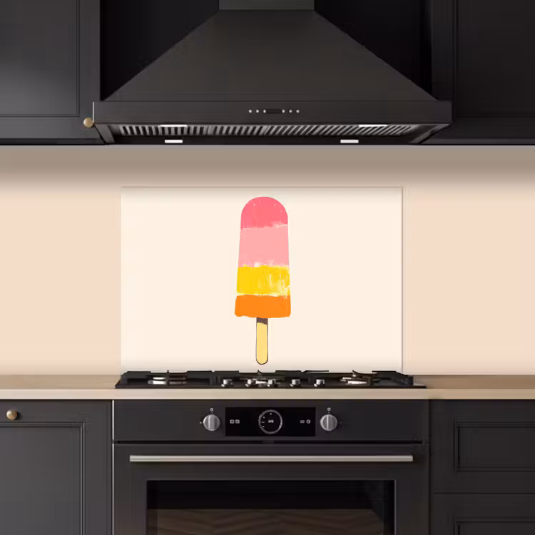 Waterijsje - Retro - Stokje - Roze keuken achterwand spatscherm klein -sfeer1