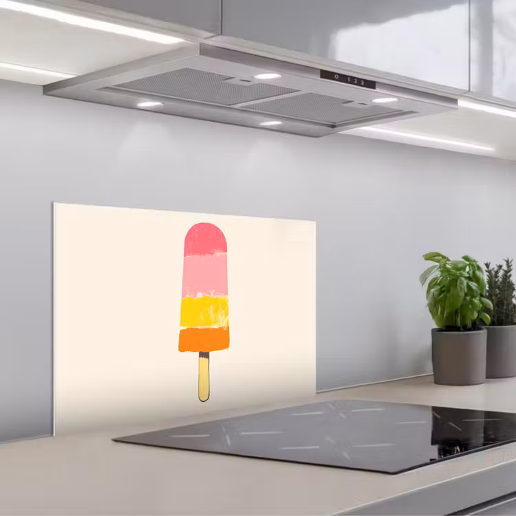 Waterijsje - Retro - Stokje - Roze keuken achterwand spatscherm klein -3d_schuin