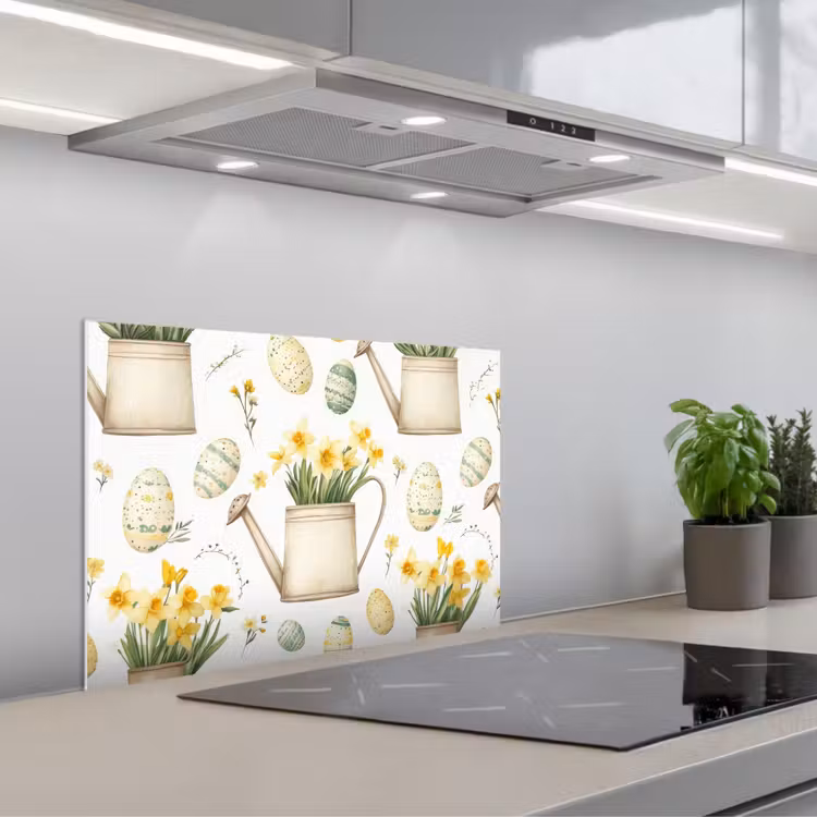 Gieter - Bloemen - Eieren keuken achterwand spatscherm klein -3d_schuin