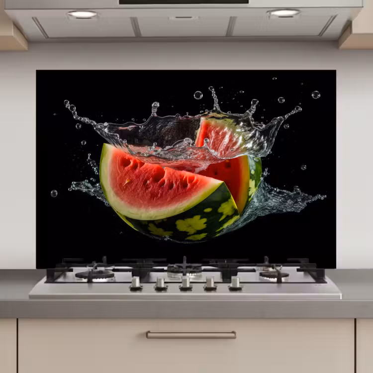 Watermeloen - Zwart - Water - Fruit - Meloen keuken achterwand spatscherm klein -3d_website