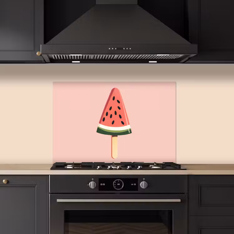 Watermeloen - Ijsje - Pitjes - Rood keuken achterwand spatscherm klein -sfeer1