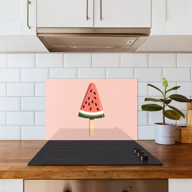 Watermeloen - Ijsje - Pitjes - Rood keuken achterwand spatscherm klein -sfeer2