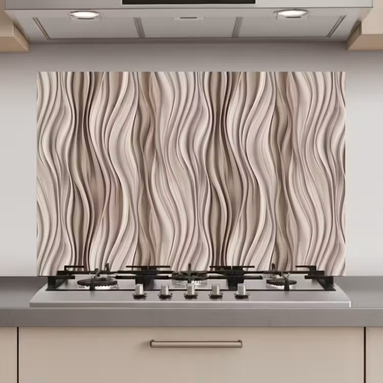 Golven - 3D - Crème keuken achterwand spatscherm klein 900 -3d_website