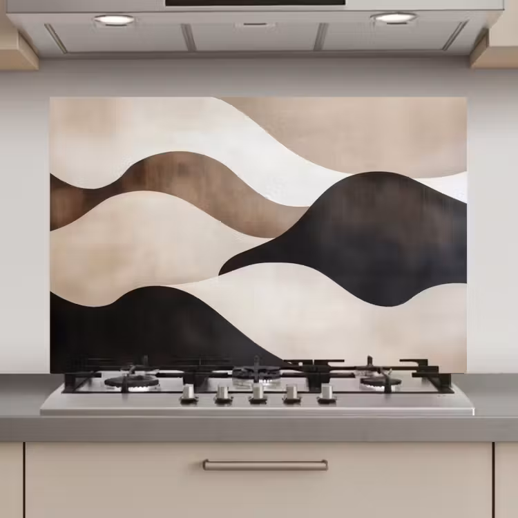 Golven - Abstract - Beige keuken achterwand spatscherm klein -3d_website