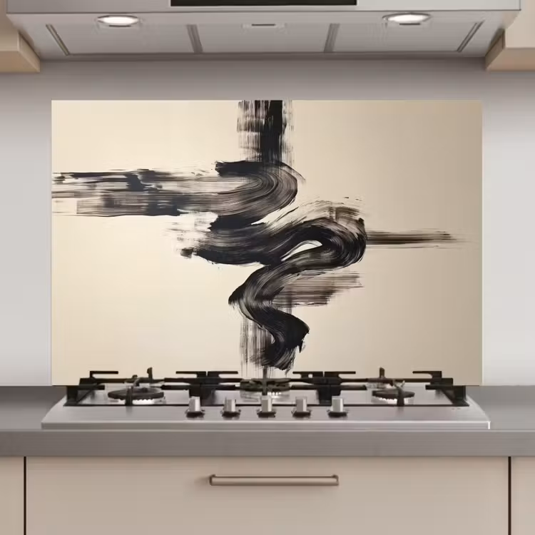 Golven - Penseelstreken - Beige - Minimalistisch keuken achterwand spatscherm klein -3d_website
