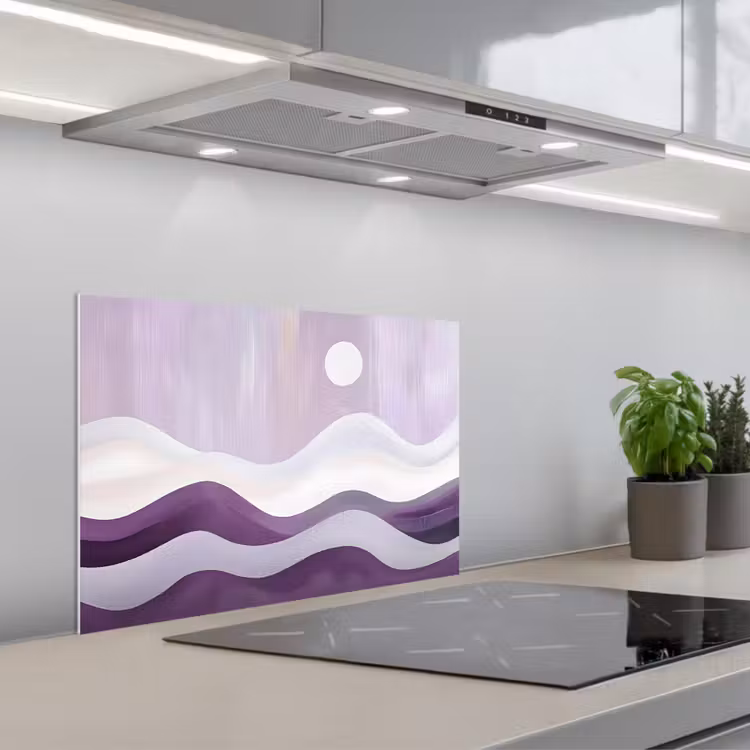 Golven - Heuvels - Abstract - Paars keuken achterwand spatscherm klein -3d_schuin