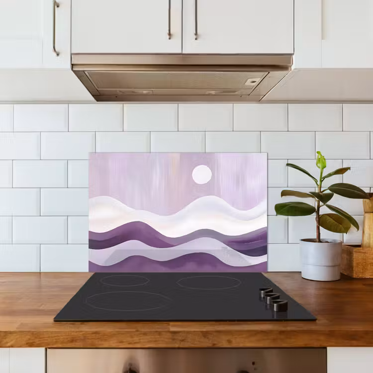 Golven - Heuvels - Abstract - Paars keuken achterwand spatscherm klein -sfeer2