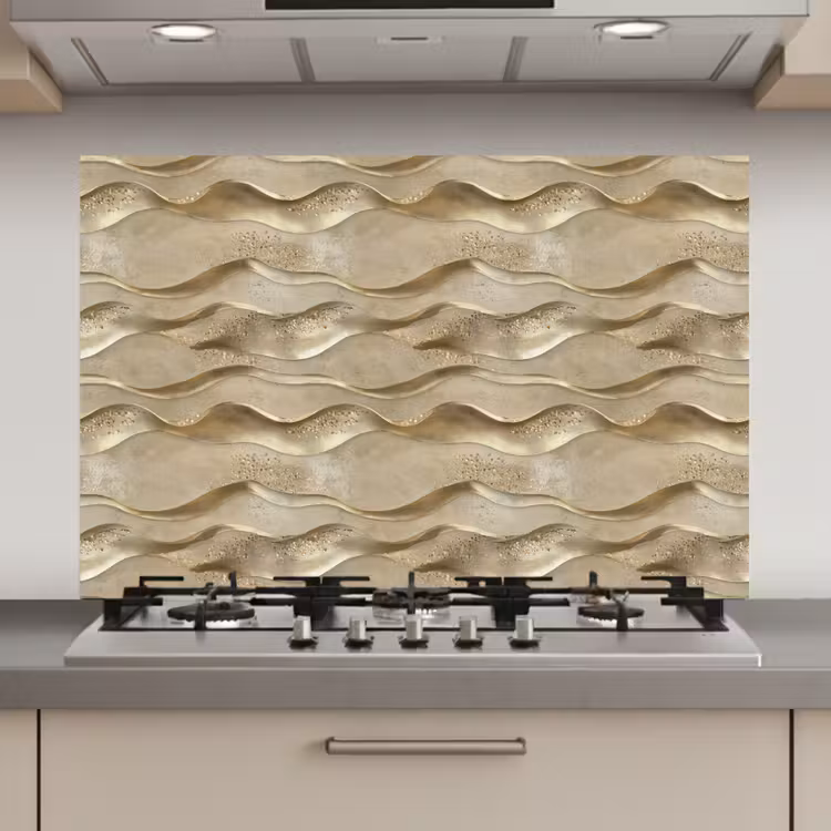 Golven - Patroon - Goud keuken achterwand spatscherm klein 900 -3d_website