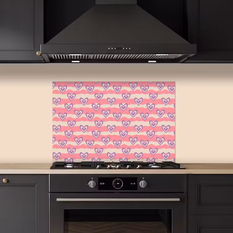 Golven - Patroon - Hartjes - Retro keuken achterwand spatscherm klein 900 -sfeer1