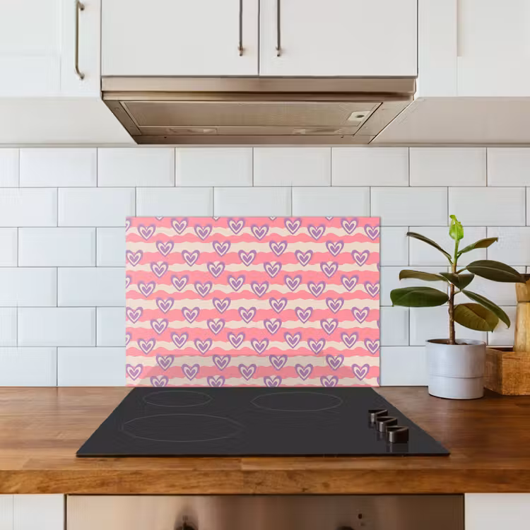 Golven - Patroon - Hartjes - Retro keuken achterwand spatscherm klein 900 -sfeer2