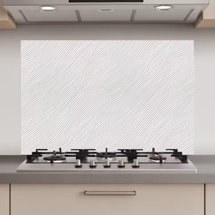Golven - Ribbels - Wit keuken achterwand spatscherm klein 900 -3d_website