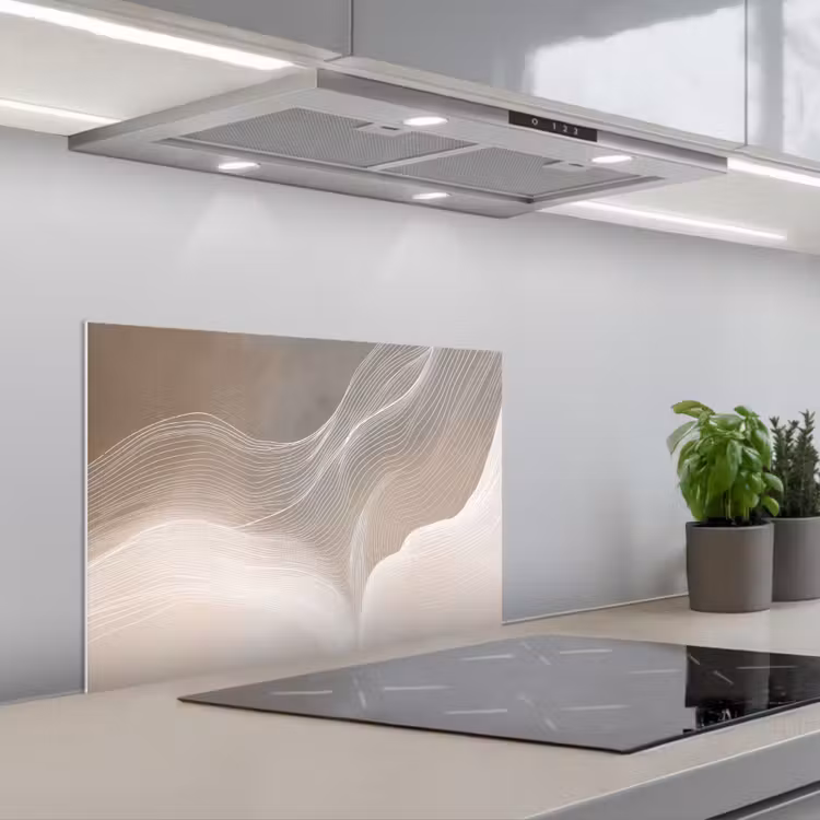Golvende lijnen - Luchtstromen - Harmonieus keuken achterwand spatscherm klein -3d_schuin